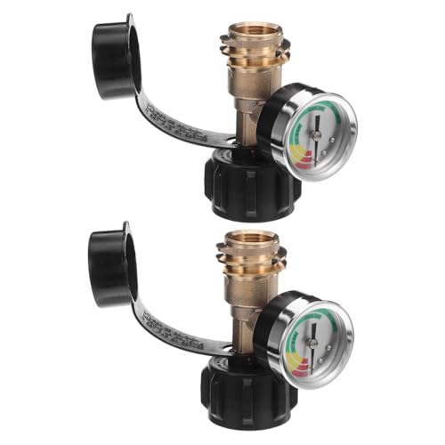 MUELODSIC 2 Stück Gasflaschen Adapter aus Massivem Messing mit Manometer Anschluss Sicherer Druckmesser und Leckageanzeiger für Wohnmobil Grill Heizung und Campinggebrauch von MUELODSIC