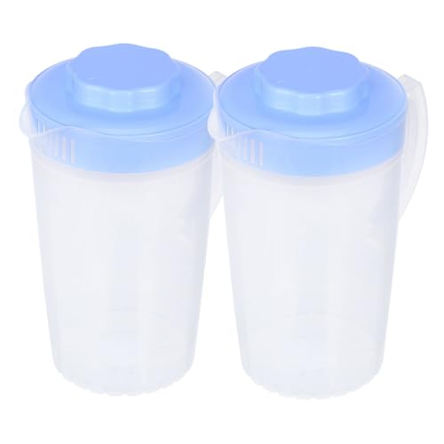 MUELODSIC 2 Stück Große Transparente Karaffe Teilig mit Deckel Ergonomischer Griff Langlebiger Wasserkrug für Kalte Getränke Zuhause und Saftservieren von MUELODSIC
