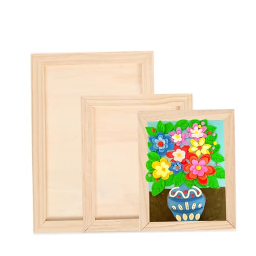 MUELODSIC 2 Stück Leere Holz Bilderrahmen Kleine DIY Malrahmen für Kinderzimmer Bastelrahmen zum Bemalen Kinderfreundliche Wanddekoration für Kunstwerke und Kreative DIY Projekte von MUELODSIC