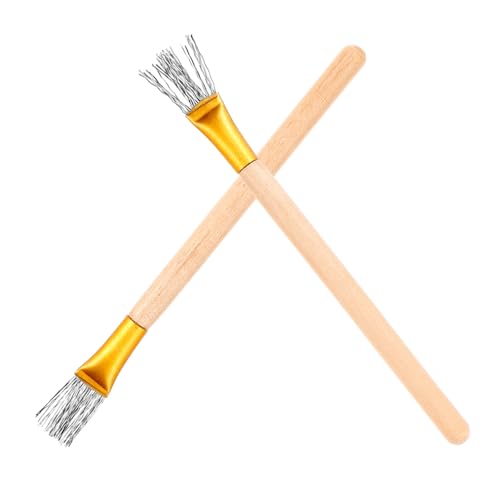 MUELODSIC 2 Stück Metall Tonskulptur Werkzeug mit Ergonomischem Holzgriff Drahtstruktur Pinsel für Keramik Rostentfernend und Texturierend Vielseitiges Modellierwerkzeug für Töpferarbeiten von MUELODSIC
