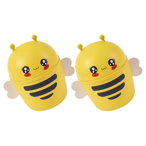 MUELODSIC 2 Stück Mini Desktop Mülleimer mit Klappdeckel Kompakter Kunststoff Tischabfalleimer im Niedlichen Bienen design Platzsparend und Robust für Büro Küche Wohnzimmer MUELODSIC 2 Stück Mini Desktop Mülleimer mit Klappdeckel Kompakter Kunststoff Tischabfalleimer im Niedlichen Bienen design Platzsparend und Robust für Büro Küche Wohnzimmer von MUELODSIC