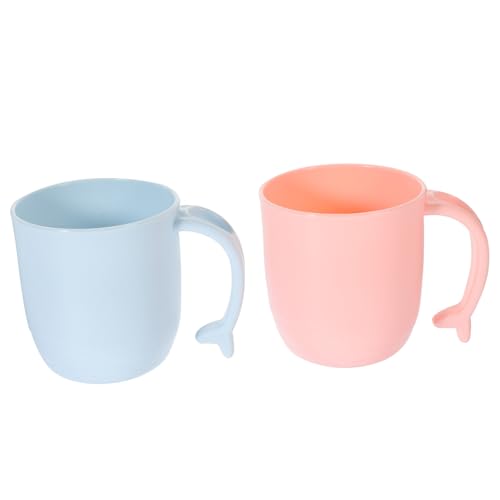 MUELODSIC 2 Stück Mundspülbecher Badezimmerbecher mit Delfinmotiv Bpa frei Bruchsicher Wiederverwendbar für Zahnbürstenaufbewahrung und Mundspülung in Blau und Rosa von MUELODSIC
