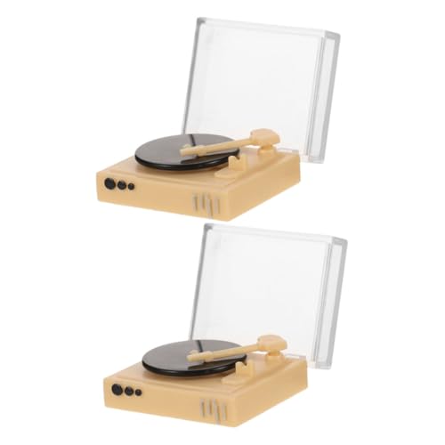 MUELODSIC 2 Stück Puppenhaus-Modell Kleine Spiele Abspielgerät Coole Untersetzer Mini-süßer Lautsprecher Unterhaltsamer Schreibtischzubehör Untersetzerhalter Schreibtisch-Gadgets Beige Acryl von MUELODSIC