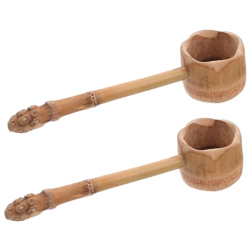 MUELODSIC 2 Stück Retro Wasserschöpfer mit Langem Griff Traditionelle Wasser Suppenkelle für Garten Bad Küche Leicht zu Reinigen Langlebig Stilvolles Küchenzubehör von MUELODSIC