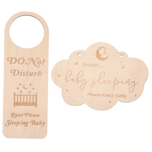MUELODSIC 2 Stück Schlafschild aus Holz Ruhiges Türschild mit Wolkenmotiv Hängendes Türschild für Babyzimmer Shower für Jungen Langlebig und MUELODSIC 2 Stück Schlafschild aus Holz Ruhiges Türschild mit Wolkenmotiv Hängendes Türschild für Babyzimmer Shower für Jungen Langlebig und von MUELODSIC