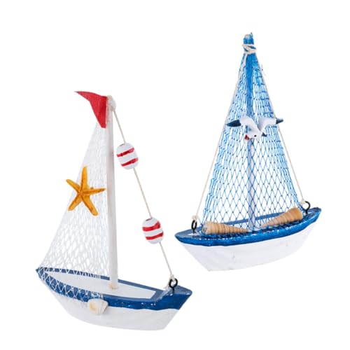 MUELODSIC 2 Stück Segelmodellhandwerk Segelyacht Nautische Wohnkultur Mini-Boot-Ornament Mini-segelboot-Ornamente Innenausstattung Hölzernes Schiffshandwerk Nautisches Bootsmodell Holz von MUELODSIC