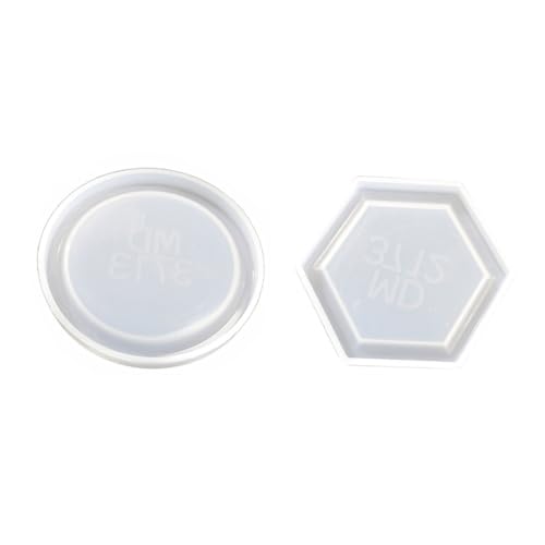 MUELODSIC 2 Stück Silikonform DIY für Epoxidharz Tabletts Rund Sechseckig Rillenfreie Flexible Gießform für Kristallklare Wiederverwendbare Kunsthandwerksschalen von MUELODSIC