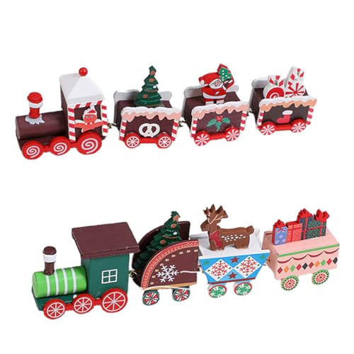 MUELODSIC 2 Stück Teiliges Holz Zug Deko Weihnachtsdeko Tisch Ornament Handbemalt Rot Grün Kreative Eisenbahn für Innen Weihnachten Geschenkidee MUELODSIC 2 Stück Teiliges Holz Zug Deko Weihnachtsdeko Tisch Ornament Handbemalt Rot Grün Kreative Eisenbahn für Innen Weihnachten Geschenkidee von MUELODSIC