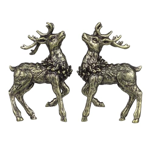 MUELODSIC 2 Stück Teiliges Massiver Deko aus Reinem Messing Stilvolle Figur als Desktop Ornament Handgefertigtes Rentier Dekor für Auto Zuhause Büro Platzsparende und Stabile Tischdeko MUELODSIC 2 Stück Teiliges Massiver Deko aus Reinem Messing Stilvolle Figur als Desktop Ornament Handgefertigtes Rentier Dekor für Auto Zuhause Büro Platzsparende und Stabile Tischdeko von MUELODSIC