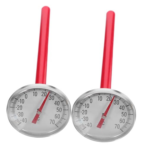 MUELODSIC 2 Stück Teiliges Mechanisches Autoinnenraum Thermometer für Klimaanlage Temperaturanzeige Einfache Montage Batteriefrei Rotes Design für Fahrzeugdekoration von MUELODSIC