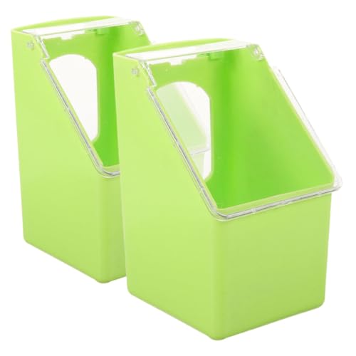 MUELODSIC 2 Stück Vogelkäfig Futterbox Hängend Robust Groß Fassungsvermögen Vogel Futterspender Installieren Geeignet für Tauben und Papageien Grün von MUELODSIC