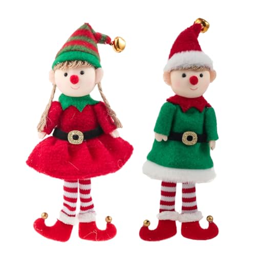 MUELODSIC 2 Stück Weihnachtliche Plüsch Elfen Deko Hängende Weihnachtsbaum Puppen für Fenster Tür Treppe Kuscheltiere Weihnachtsdeko Geschenkidee von MUELODSIC