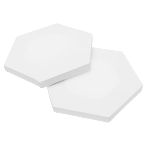 MUELODSIC 2 Stücke Unregelmäßiges Malpanel Sechseckig Weiß Acryl Ölgemälde Leinwandrahmen Langlebig Robust für Studenten Künstler DIY Malerei von MUELODSIC