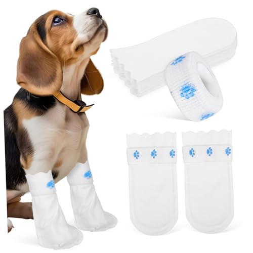 MUELODSIC 20 Stück Einweg Hundeschuhe S mit Klettband Pfotenschutz für Kleine Hunde Vielseitig Einsetzbar bei Spaziergängen Indoor und Outdoor Einfache Anwendung mit Bandage von MUELODSIC