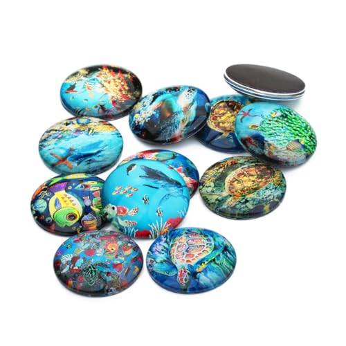 MUELODSIC 20 Stück Runde Glas Cabochon Patches Farbige Meer Muster DIY Schmuckmaterial Kreative Glas Sticker für Schmuck Uhren Basteldekorationen Himmelblau von MUELODSIC