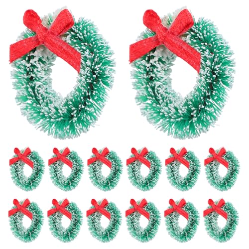 MUELODSIC 24 Stück Teiliges Mini mit Grünen Zapfen-Girlanden und Schleifen Kleine Künstliche Dekoration für Türrahmen Schränke Winterfeiern und Neujahrsdekoration von MUELODSIC