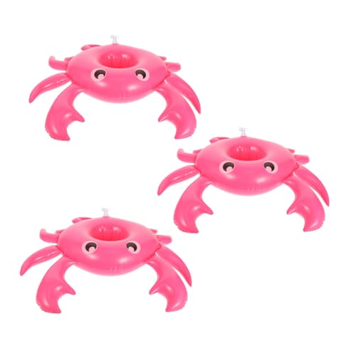 MUELODSIC 3 Stück Aufblasbarer Pool Getränkehalter Teiliges Krabbenform Schwimmender Becherhalter Cartoon Design für Poolparty und Strandspaß Wiederverwendbar von MUELODSIC