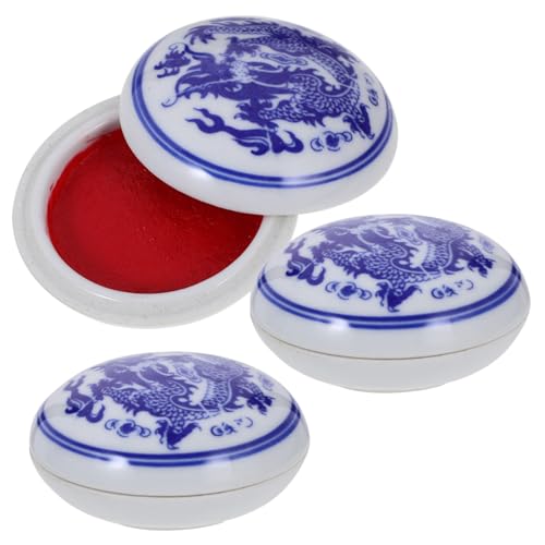 MUELODSIC 3 Stück Chinesisches Stempelkissen mit Keramikbox Leuchtend Rotes DIY Inkpad für Kalligraphie Siegel Malerei Traditionelles Chinesisches Tintenpad MUELODSIC 3 Stück Chinesisches Stempelkissen mit Keramikbox Leuchtend Rotes DIY Inkpad für Kalligraphie Siegel Malerei Traditionelles Chinesisches Tintenpad von MUELODSIC