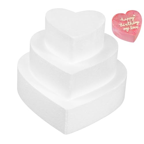 MUELODSIC 3 Stück Kuchen-Modell DIY Schaumkuchen basteln Kuchenmodellierung aus Polystyrol Baking Form Cake Dummy Zoll Werkzeug geburtstagskerzen Kuchenschaum Attrappen Kuchen modellieren von MUELODSIC