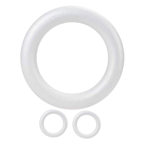 MUELODSIC 3 Stück Teiliges Polystyrol Schaumstoff Ring Weiß Runde Bastelkreise für DIY Hochzeit Floral Kranz Dekoration Vielseitig Blank Foam Decor von MUELODSIC