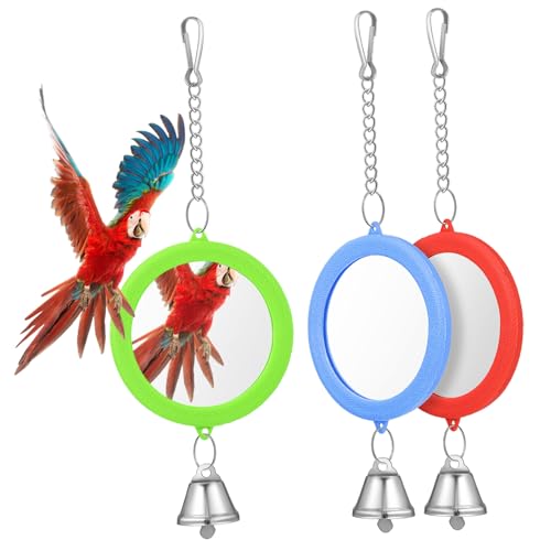 MUELODSIC 3 Stück Teiliges Vogelspiegel Glocke Doppelseitige Runde Spiegel Interaktives Käfigspielzeug für Wellensittiche Nymphensittiche Papageien und Kleine Käfigvögel Einfach zu Hängen MUELODSIC 3 Stück Teiliges Vogelspiegel Glocke Doppelseitige Runde Spiegel Interaktives Käfigspielzeug für Wellensittiche Nymphensittiche Papageien und Kleine Käfigvögel Einfach zu Hängen von MUELODSIC