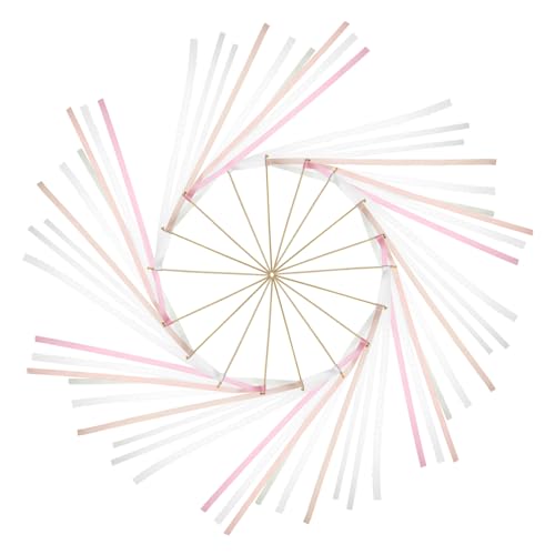 MUELODSIC 30 Stück Teiliges Hochzeit Wunderstab mit Glocken Spitzenband Seidenbänder in Weiß Champagner und Rosa für Hochzeitsfeier Babyparty Feiertagsdekorationen von MUELODSIC