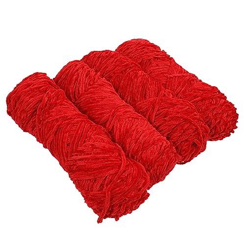 MUELODSIC 4 Stück Chenille Garn Handgestrickt Weiches DIY Strickmaterial für Mützen Schals Haustiere Leicht Tragbar Komfortables Handarbeitsgarn von MUELODSIC