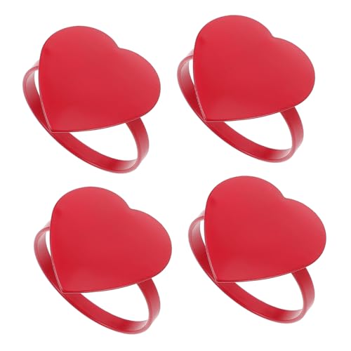 MUELODSIC 4 Stück Rote Herz Serviettenringe Teiliges aus Legierung Napkin Buckles für Hochzeiten Dinner Jubiläen und Festliche Tischdekoration von MUELODSIC