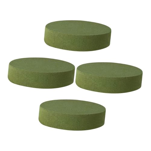 MUELODSIC 4 Stück Runder Blumensteckschaum Saugfähiger und Feuchtigkeitsspeichernder Blumenschlamm für Frische Blumenarrangements DIY Floristik Grün von MUELODSIC