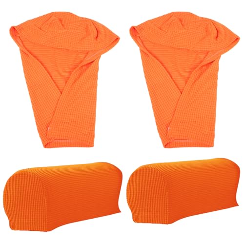 MUELODSIC 4 Stück Teiliges Elastische rutschfeste Sofa-armlehnenbezüge in Orange Waschbare Stretch-armlehnen-schoner für Sessel Relaxsessel und Couch Möbel Polsterschutz von MUELODSIC