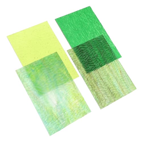 MUELODSIC 4 Stück Teiliges Farbiger Glasplatten Strukturierte Mosaikfliesen in Grüntönen Robustes Glasmaterial Leicht Zuschneidbar für DIY Kirchenfenster Wanddeko Bastelprojekte von MUELODSIC