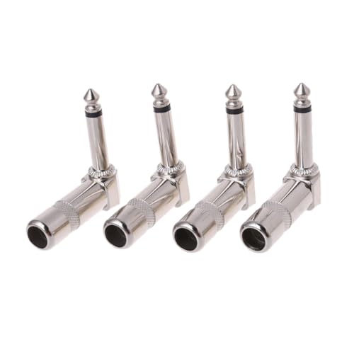 MUELODSIC 4 Stück Teiliges Rechtwinklige Mono Gitarrenstecker aus Hochwertiger Metalllegierung Platzsparend und Langlebig für Mikrofon und Effektgeräteanschluss Einfache Installation und von MUELODSIC