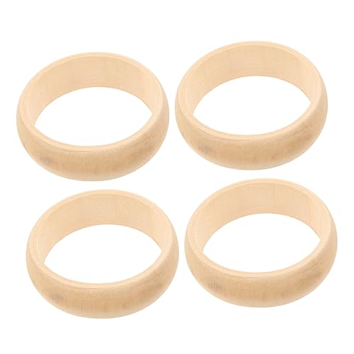 MUELODSIC 4 Stück Unbehandelte Holzringe Natürliche Glatte DIY Armbänder für Bastelprojekte und Kinderhandwerk zur Stressbewältigung und Kreativen Entspannung von MUELODSIC