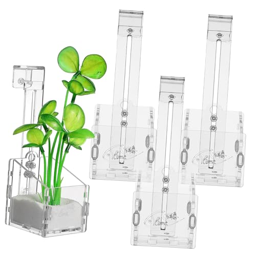 MUELODSIC 4 Teiliges Aquarium Pflanzenhalter aus Klarem Transparenter Wasserpflanzenkübel mit Haken Einfacher Aufbau Hohe Sichtbarkeit für Fischbecken Dekoration und Aquarienpflanzen MUELODSIC 4 Teiliges Aquarium Pflanzenhalter aus Klarem Transparenter Wasserpflanzenkübel mit Haken Einfacher Aufbau Hohe Sichtbarkeit für Fischbecken Dekoration und Aquarienpflanzen von MUELODSIC