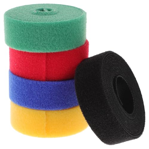 MUELODSIC 5 Rollen Teiliges Selbstklebende Kabelbinder aus Strapazierfähigem Klettband Praktische Kabel Organizer Straps zum Wiederverwendbaren Fixieren und Ordnen von Ladekabeln für Büro von MUELODSIC