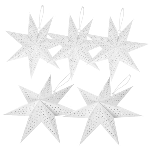 MUELODSIC 5 Stück Faltbare Papierstern Lampenschirme Deckenleuchte für Weihnachtsdeko Wohnzimmer Schlafzimmer Hängende Papierlaternen Leuchtenschirm MUELODSIC 5 Stück Faltbare Papierstern Lampenschirme Deckenleuchte für Weihnachtsdeko Wohnzimmer Schlafzimmer Hängende Papierlaternen Leuchtenschirm von MUELODSIC