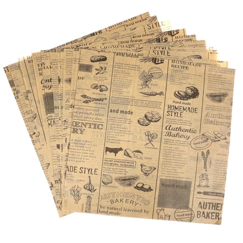 MUELODSIC 50 Blatt Ölbeständiges Burger Papier Fettresistentes Pergamentpapier Zum Einwickeln Von Lebensmitteln Wie Chicken Rolls Burger Pommes Küchenpapier Für Bäckerei Restaurant Party von MUELODSIC