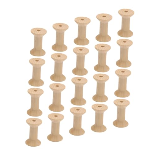 MUELODSIC 50 Stück Leere Holzfaden spulen Natürliche DIY Handwerks Bobbins Unbehandelte Wickelspulen für Nähzubehör und Kinderbasteln von MUELODSIC