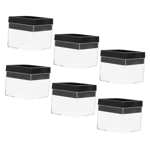 MUELODSIC 6 Stück Transparente Mineralien Aufbewahrungsbox mit Schwarzem Boden Vielseitige Display und Sortierbox für Mineralien Schmuck Bastelmaterialien und Kleine Sammlerstücke von MUELODSIC