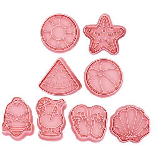 MUELODSIC 8 Stück Silikon Ausstechformen Hawaiianisches Keksform Wiederverwendbar Backform Keksstempel Non stick Für Plätzchen Kekse Fondant Tortendeko Beach Motive von MUELODSIC