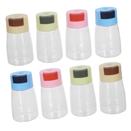 MUELODSIC 8 Stück Teiliges Kunststoff Salzstreuer mit Pressdosierung Luftdichtes Gewürzglas für Salz Zucker und Gewürze Transparente Küche Gewürzspender für Präzise Dosierung und Einfache von MUELODSIC