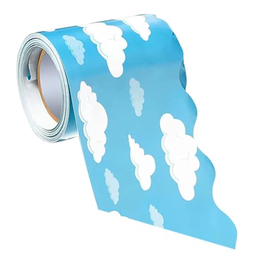MUELODSIC Blaue Wolken Dekorationsaufkleber für Pinnwände Selbstklebende Tafel Bordüre für Klassenzimmer und Kreative Projekte Einfach Zuzuschneiden und Anpassbar von MUELODSIC