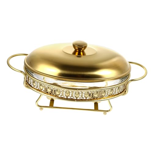 MUELODSIC Buffetofen Gold Food Heating Container für Restaurant Buffet Warmhaltebehälter mit Transparentem Deckel für Catering Events Hotel Frühstück MUELODSIC Buffetofen Gold Food Heating Container für Restaurant Buffet Warmhaltebehälter mit Transparentem Deckel für Catering Events Hotel Frühstück von MUELODSIC