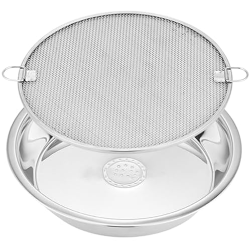 MUELODSIC Edelstahl Abtropfnetz Feinmaschiges Sieb für Gemüse und Obst Robustes Küchenutensil zum Effektiven Abtropfen von Öl und Wasser Spülmaschinenfest Sicher Verstärkt für Täglichen von MUELODSIC