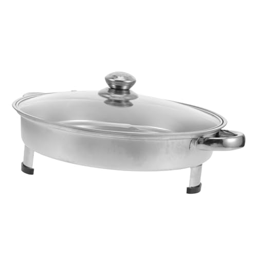 MUELODSIC Edelstahl Buffet Fischplatte mit Glasdeckel Rund Rundum rutschfeste Beine Hitzebeständig Rutsch Leicht zu Reinigen für Catering Bankette Outdoor und Gastronomie von MUELODSIC