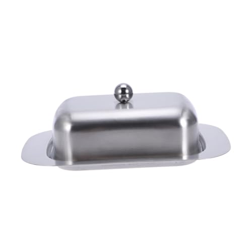 MUELODSIC Edelstahl Butterdose mit Deckel und Knauf Rostfrei Butterhalter mit Rutschfestem Boden Frische Butteraufbewahrung für Küche und Kühlschrank von MUELODSIC