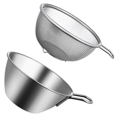 MUELODSIC Edelstahl Feinmaschiges Küchensieb mit Griff Teiliges Feines Metallsieb und Rührschüssel Robust Abriebfest Kompakt für Gemüse Obst Waschen Haushaltssieb mit Glatten Kanten MUELODSIC Edelstahl Feinmaschiges Küchensieb mit Griff Teiliges Feines Metallsieb und Rührschüssel Robust Abriebfest Kompakt für Gemüse Obst Waschen Haushaltssieb mit Glatten Kanten von MUELODSIC