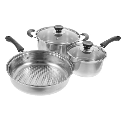 MUELODSIC Edelstahl Küchen Teiliges Topfset mit Suppentopf Milch und Bratpfanne Schnelles Gleichmäßiges Erhitzen Robust Pflegeleicht Vielseitig für Braten Kochen Schmoren MUELODSIC Edelstahl Küchen Teiliges Topfset mit Suppentopf Milch und Bratpfanne Schnelles Gleichmäßiges Erhitzen Robust Pflegeleicht Vielseitig für Braten Kochen Schmoren von MUELODSIC