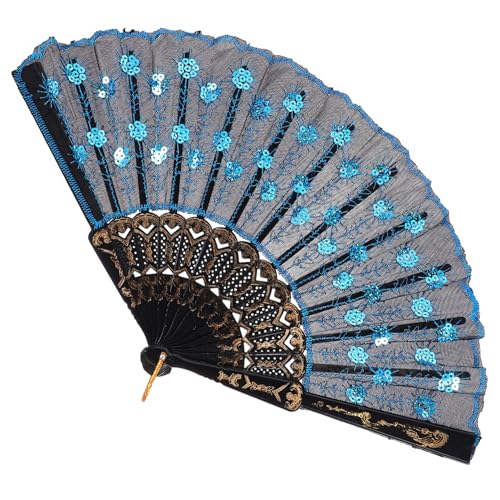 MUELODSIC Eleganter Faltbarer Handfächer mit Pfauenmuster und Pailletten Chinesischer Tanzfächer für Bühne Dekoration und Robust und Farbenfroh MUELODSIC Eleganter Faltbarer Handfächer mit Pfauenmuster und Pailletten Chinesischer Tanzfächer für Bühne Dekoration und Robust und Farbenfroh von MUELODSIC