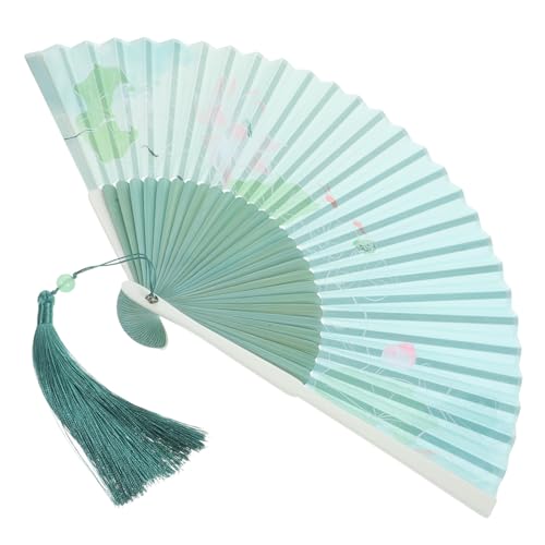 MUELODSIC Faltbarer Handfächer Vintage Bambusgriff Lotusmotiv mit Quaste Eleganter Chinesischer Fächer Leicht und Praktisch für Hochzeit Party Dekoration und MUELODSIC Faltbarer Handfächer Vintage Bambusgriff Lotusmotiv mit Quaste Eleganter Chinesischer Fächer Leicht und Praktisch für Hochzeit Party Dekoration und von MUELODSIC